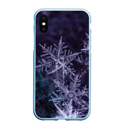 Чехол iPhone XS Max матовый Снежинки макро фото, цвет: 3D-голубой