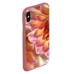 Чехол iPhone XS Max матовый Оранжевые георгины лепестки, цвет: 3D-малиновый — фото 2