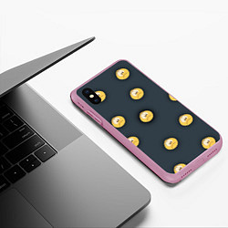 Чехол iPhone XS Max матовый Грусть смайла, цвет: 3D-розовый — фото 2