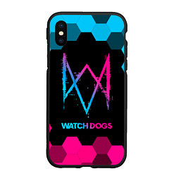 Чехол iPhone XS Max матовый Watch Dogs - neon gradient, цвет: 3D-черный