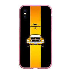 Чехол iPhone XS Max матовый Авто ford mustang, цвет: 3D-розовый