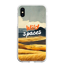 Чехол iPhone XS Max матовый Wild spaces - акварельный пейзаж, цвет: 3D-белый