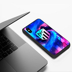 Чехол iPhone XS Max матовый Atletico Madrid неоновый космос, цвет: 3D-черный — фото 2