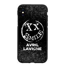 Чехол iPhone XS Max матовый Avril Lavigne с потертостями на темном фоне, цвет: 3D-черный