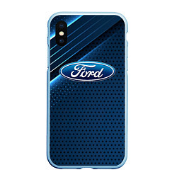 Чехол iPhone XS Max матовый Ford Абстракция, цвет: 3D-голубой