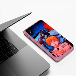 Чехол iPhone XS Max матовый Макима и Дэнджи - Человек бензопила, цвет: 3D-малиновый — фото 2