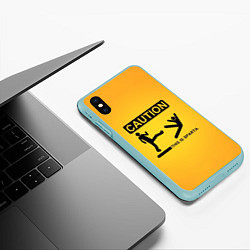 Чехол iPhone XS Max матовый Осторожно : это Спарта, цвет: 3D-мятный — фото 2