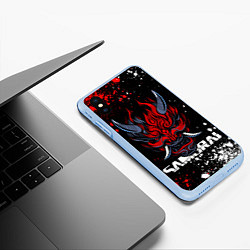 Чехол iPhone XS Max матовый Маска Они - Киберпанк 2077 - Samurai, цвет: 3D-голубой — фото 2