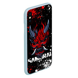 Чехол iPhone XS Max матовый Маска Они - Киберпанк 2077 - Samurai, цвет: 3D-голубой — фото 2