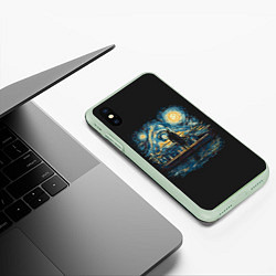 Чехол iPhone XS Max матовый Звездная Ночь пародия, цвет: 3D-салатовый — фото 2