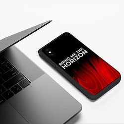 Чехол iPhone XS Max матовый Bring Me the Horizon red plasma, цвет: 3D-черный — фото 2