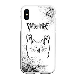 Чехол iPhone XS Max матовый Bullet For My Valentine рок кот на светлом фоне, цвет: 3D-белый