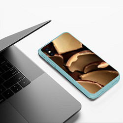 Чехол iPhone XS Max матовый Кусочки шоколадных яйиц, цвет: 3D-мятный — фото 2