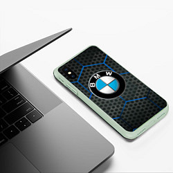 Чехол iPhone XS Max матовый Bmw Соты, цвет: 3D-салатовый — фото 2