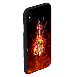 Чехол iPhone XS Max матовый Гитара - пламя, цвет: 3D-черный — фото 2