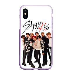 Чехол iPhone XS Max матовый Stray Kids white background, цвет: 3D-сиреневый