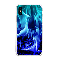 Чехол iPhone XS Max матовый Огненный неоновый градиент, цвет: 3D-белый