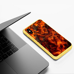 Чехол iPhone XS Max матовый Огенная лава, цвет: 3D-желтый — фото 2