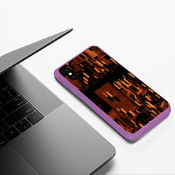 Чехол iPhone XS Max матовый Абстрактное множество оранжевых фигур во тьме, цвет: 3D-фиолетовый — фото 2