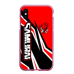Чехол iPhone XS Max матовый Samurai - Киберпанк 2077 - Красный спорт