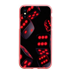 Чехол iPhone XS Max матовый Игральные кости на черном фоне, цвет: 3D-баблгам