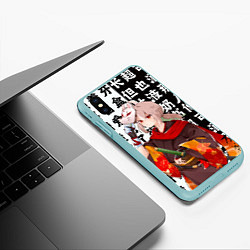 Чехол iPhone XS Max матовый Каэдэхара Кадзуха с мечом - Genshin Impact, цвет: 3D-мятный — фото 2