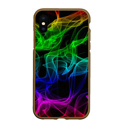 Чехол iPhone XS Max матовый Разноцветный неоновый дым, цвет: 3D-коричневый