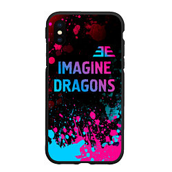 Чехол iPhone XS Max матовый Imagine Dragons - neon gradient: символ сверху, цвет: 3D-черный