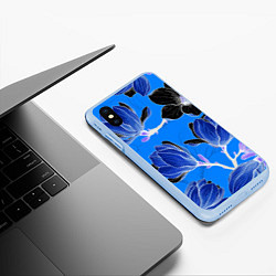 Чехол iPhone XS Max матовый Растительная композиция - минимализм, цвет: 3D-голубой — фото 2