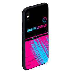 Чехол iPhone XS Max матовый Mercedes - neon gradient: символ сверху, цвет: 3D-черный — фото 2