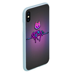 Чехол iPhone XS Max матовый Stray logo neon, цвет: 3D-голубой — фото 2