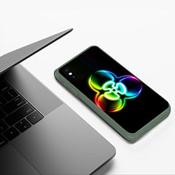 Чехол iPhone XS Max матовый Biohazard - неоновый знак, цвет: 3D-темно-зеленый — фото 2
