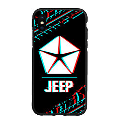 Чехол iPhone XS Max матовый Значок Jeep в стиле glitch на темном фоне, цвет: 3D-черный