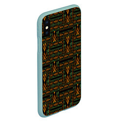 Чехол iPhone XS Max матовый Пэчворк из лоскутов змеиной кожи Имитация, цвет: 3D-мятный — фото 2