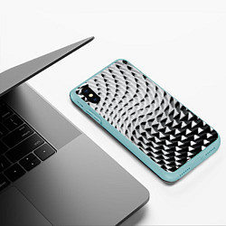 Чехол iPhone XS Max матовый Металлическая абстрактная броня, цвет: 3D-мятный — фото 2