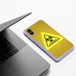 Чехол iPhone XS Max матовый Biohazard - биологическая опасность, цвет: 3D-светло-сиреневый — фото 2