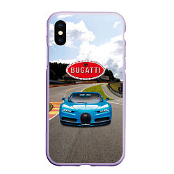 Чехол iPhone XS Max матовый Bugatti - motorsport - гоночная трасса, цвет: 3D-светло-сиреневый