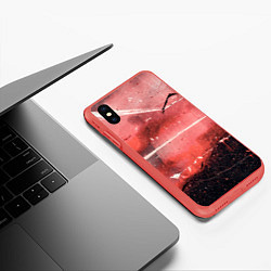 Чехол iPhone XS Max матовый Красный туман, царапины и краски, цвет: 3D-красный — фото 2