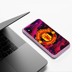 Чехол iPhone XS Max матовый Manchester United, цвет: 3D-сиреневый — фото 2