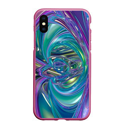 Чехол iPhone XS Max матовый Плазма фон, цвет: 3D-малиновый