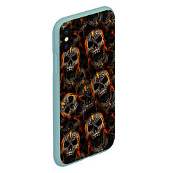 Чехол iPhone XS Max матовый Реалистичные черепа, цвет: 3D-мятный — фото 2