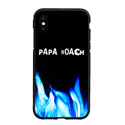 Чехол iPhone XS Max матовый Papa Roach blue fire, цвет: 3D-черный