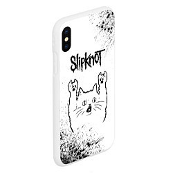 Чехол iPhone XS Max матовый Slipknot рок кот на светлом фоне, цвет: 3D-белый — фото 2