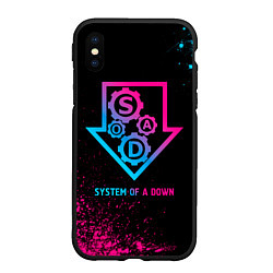 Чехол iPhone XS Max матовый System of a Down - neon gradient, цвет: 3D-черный