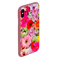 Чехол iPhone XS Max матовый Colorful chrysanthemums, цвет: 3D-малиновый — фото 2