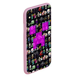 Чехол iPhone XS Max матовый Minecraft: characters and logo, цвет: 3D-розовый — фото 2