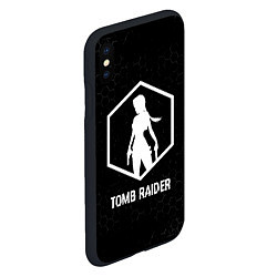 Чехол iPhone XS Max матовый Tomb Raider glitch на темном фоне, цвет: 3D-черный — фото 2
