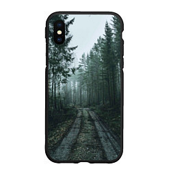 Чехол iPhone XS Max матовый Дорога в лес, цвет: 3D-черный
