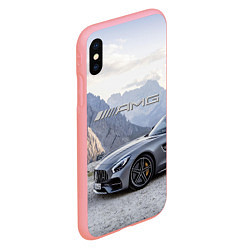 Чехол iPhone XS Max матовый Mercedes AMG V8 Biturbo cabriolet - mountains, цвет: 3D-баблгам — фото 2