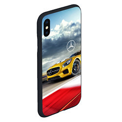 Чехол iPhone XS Max матовый Mercedes AMG V8 Biturbo на трассе, цвет: 3D-черный — фото 2